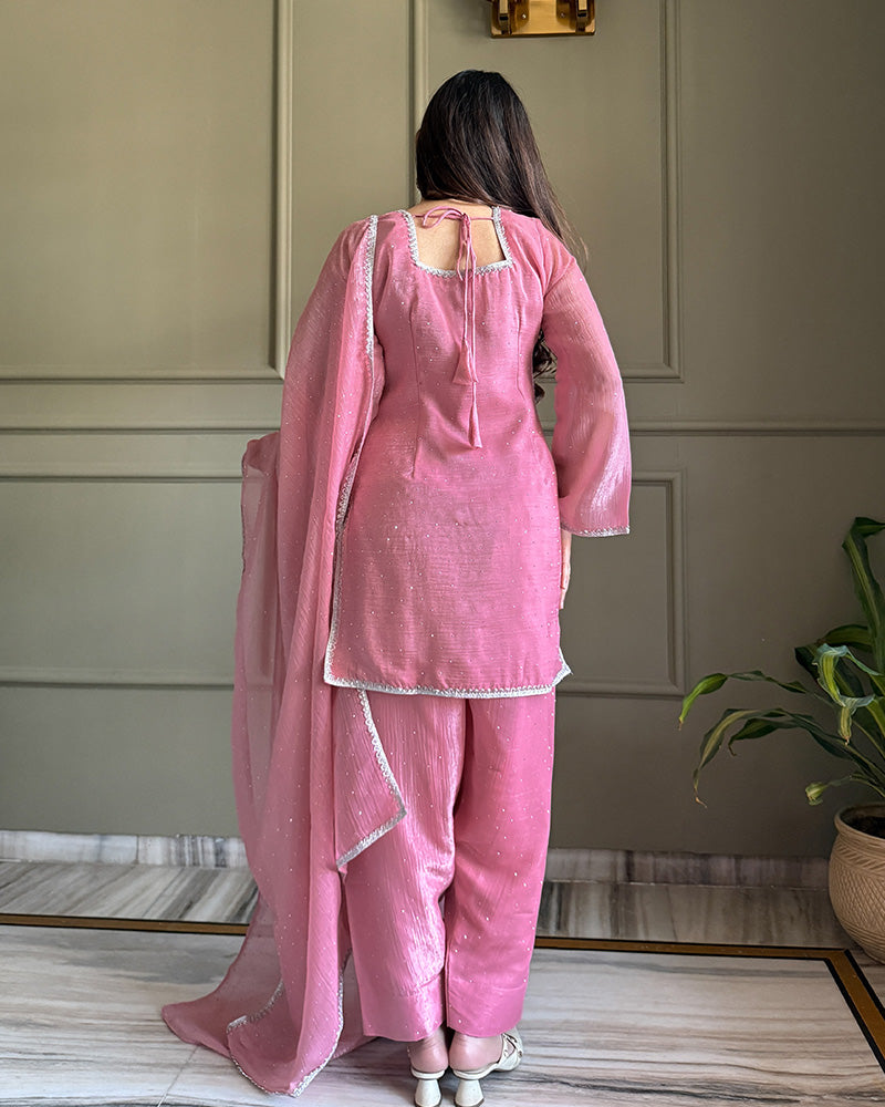 Sophisticated Crunchy Silk Farshi Suit for Women