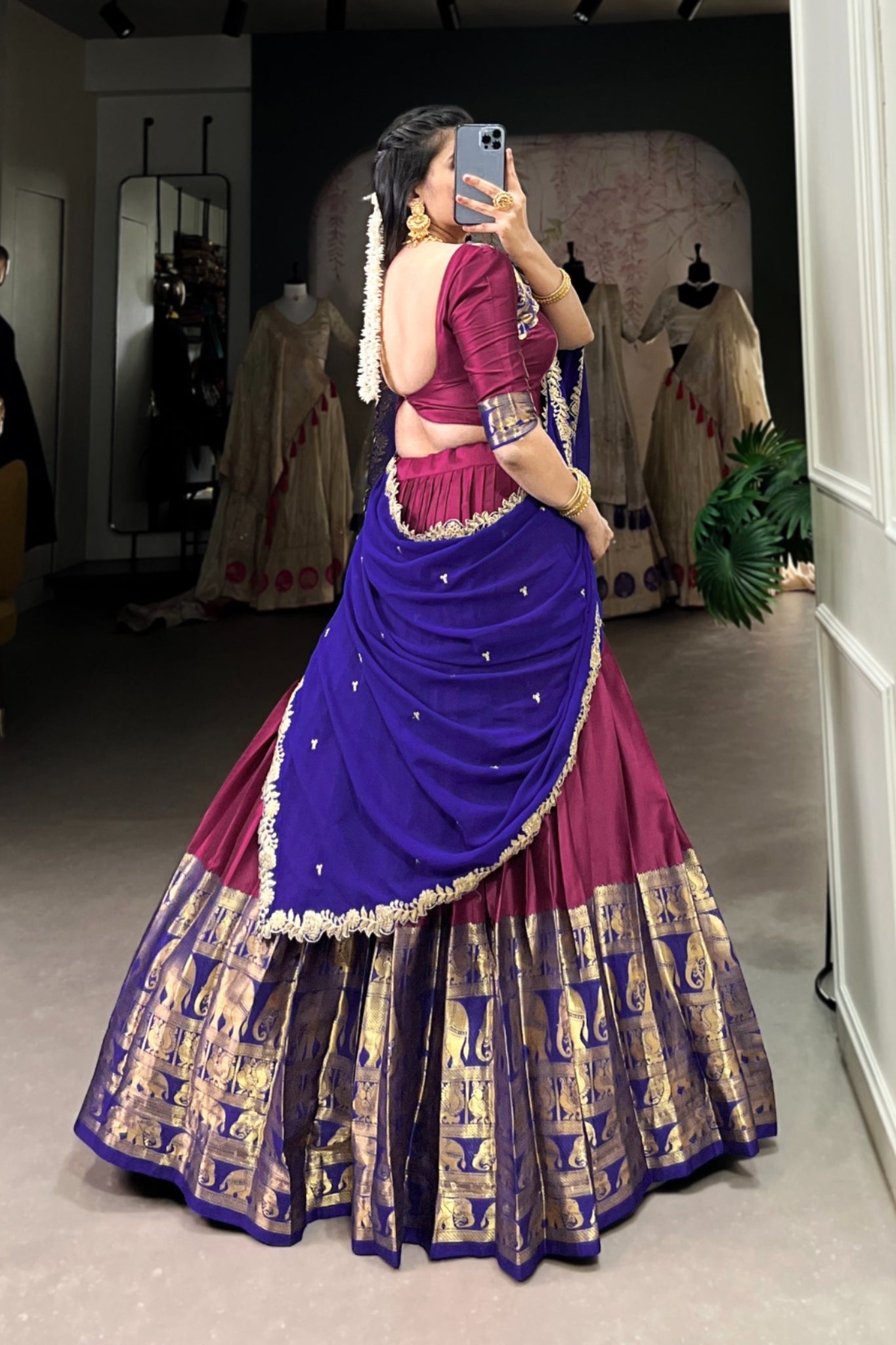 Pink Tarika Narayan Pattu South Indian Lehenga Set