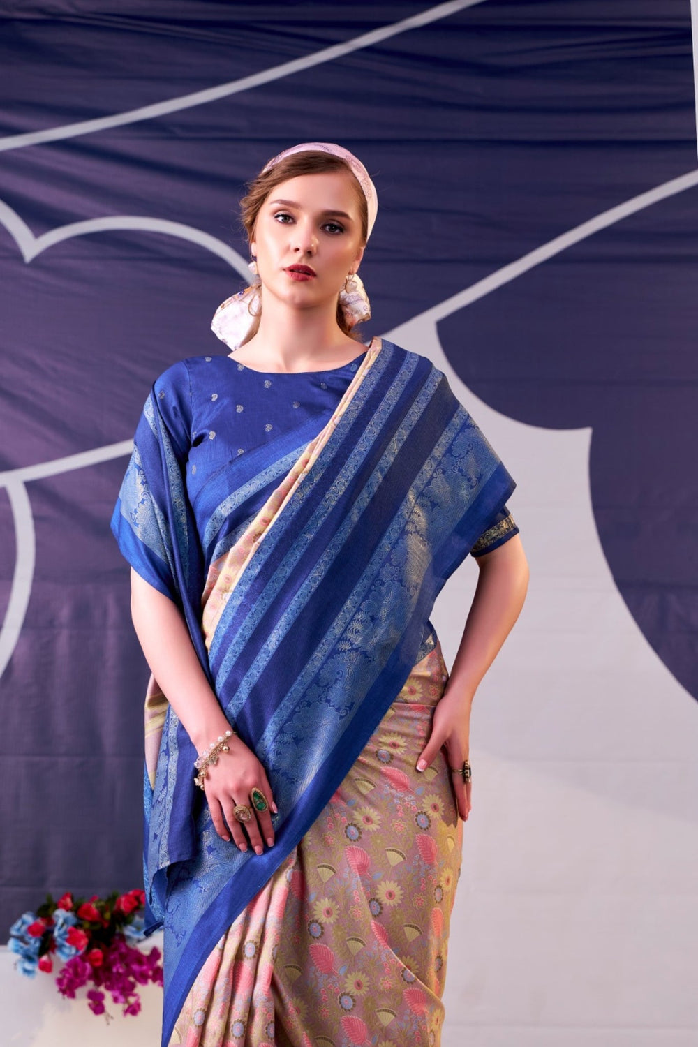 Floral Woven Zari Border Festive Designer Saree for Women