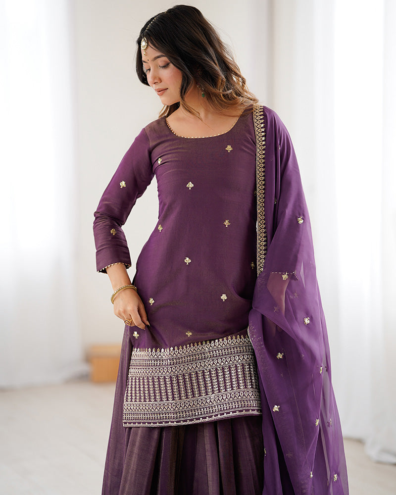 Dusty Mauve Embroidered Wedding Lehenga Choli for Women