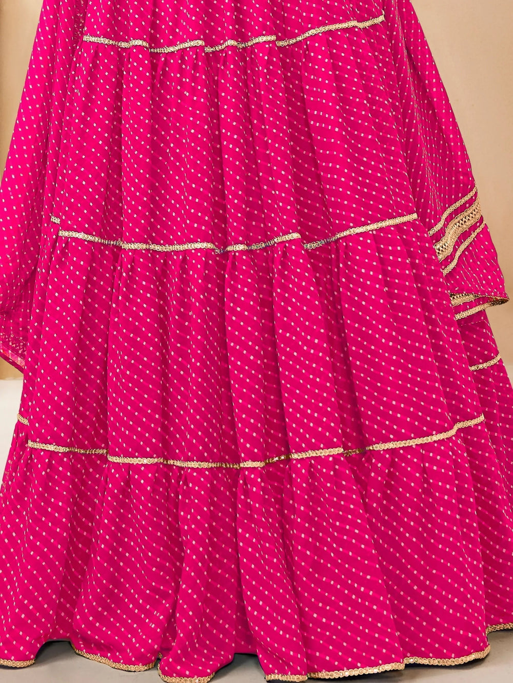 Pink Leheriya Printed Georgette Function Lehenga Choli for Women