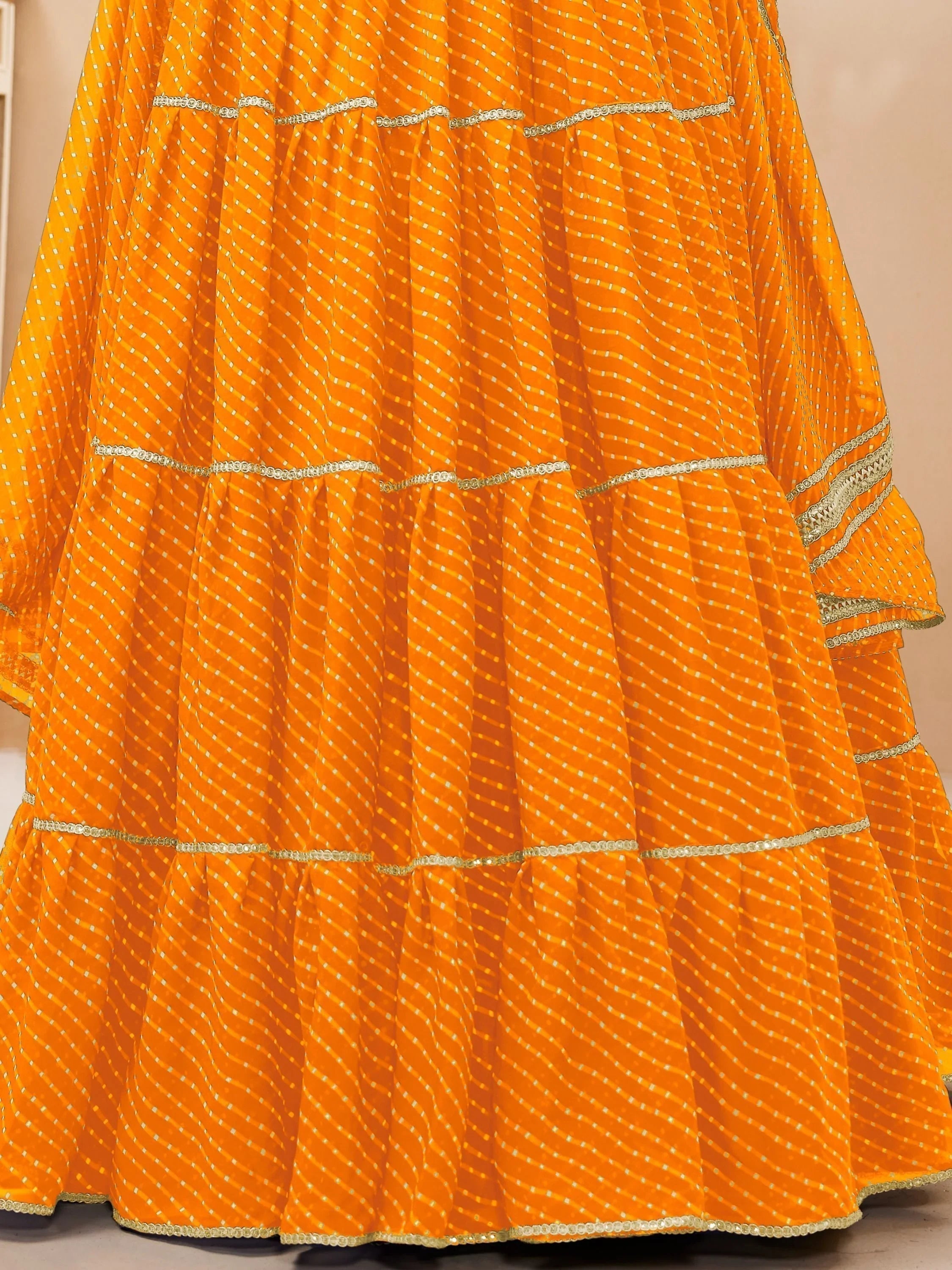 Yellow Leheriya Printed Georgette Haldi Lehenga Choli for Women