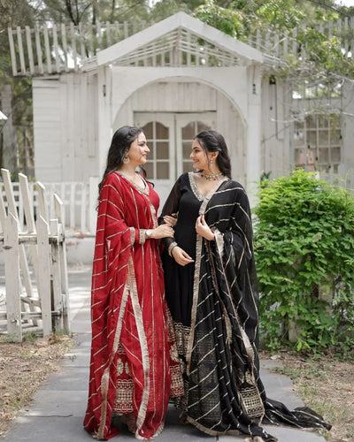 Georgette Sequins Reception Gown With Dupatta