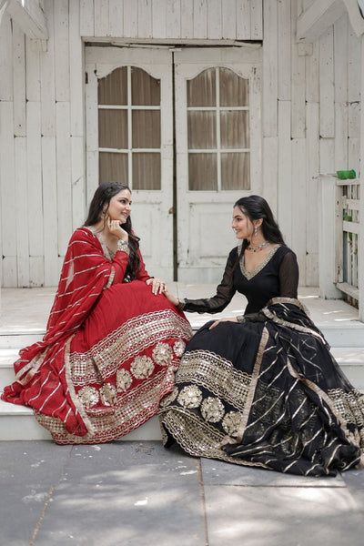 Georgette Sequins Reception Gown With Dupatta