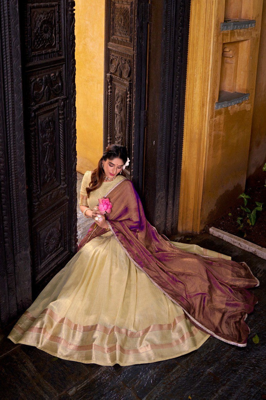 Silk Zari Weaving Half Saree Lehenga Choli