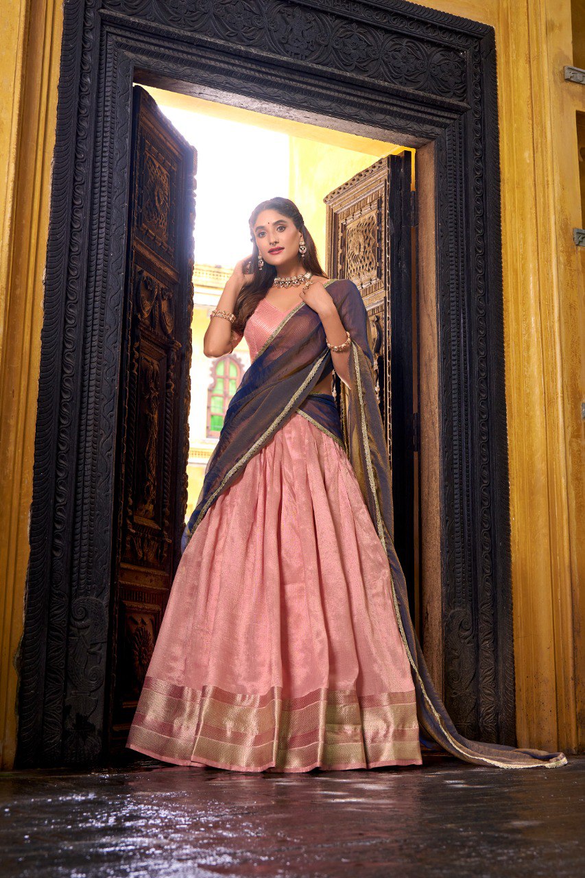 Silk Zari Weaving Half Saree Lehenga Choli