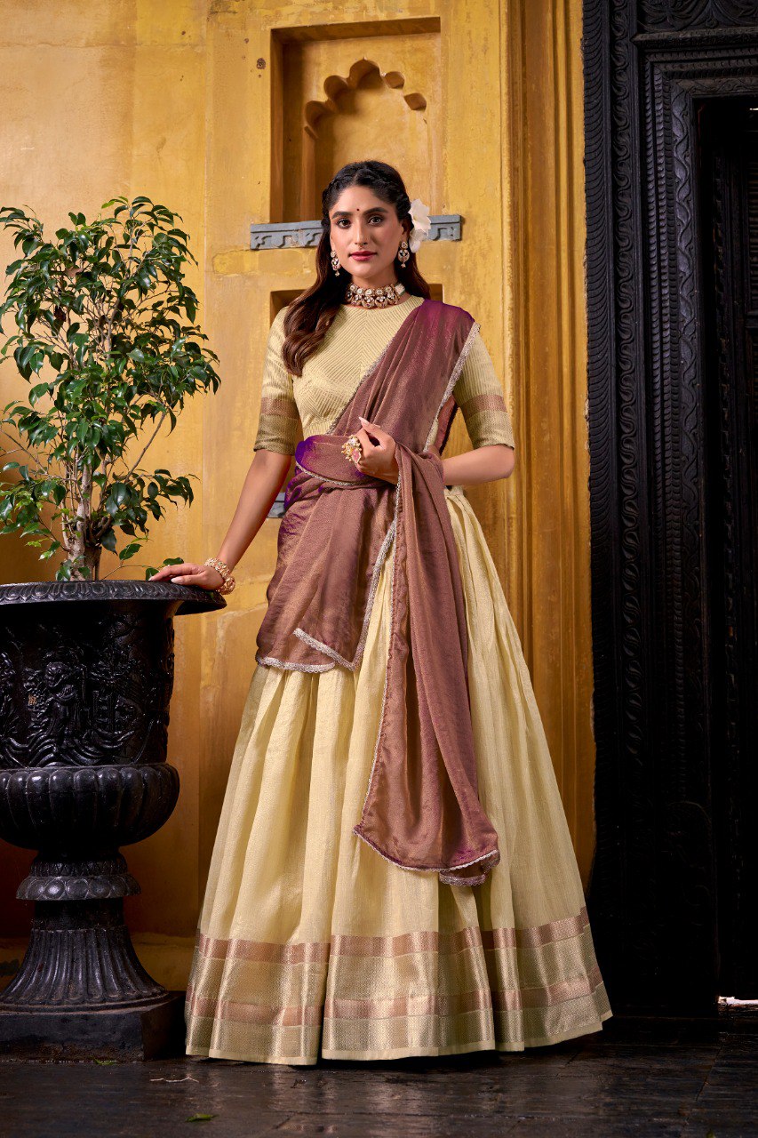 Silk Zari Weaving Half Saree Lehenga Choli