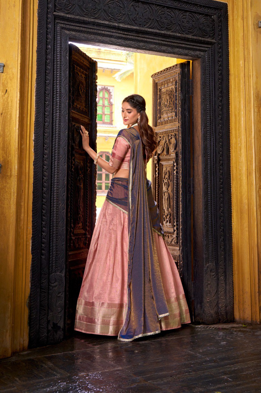 Silk Zari Weaving Half Saree Lehenga Choli