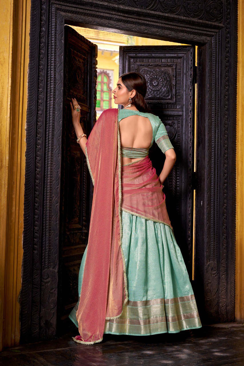 Silk Zari Weaving Half Saree Lehenga Choli