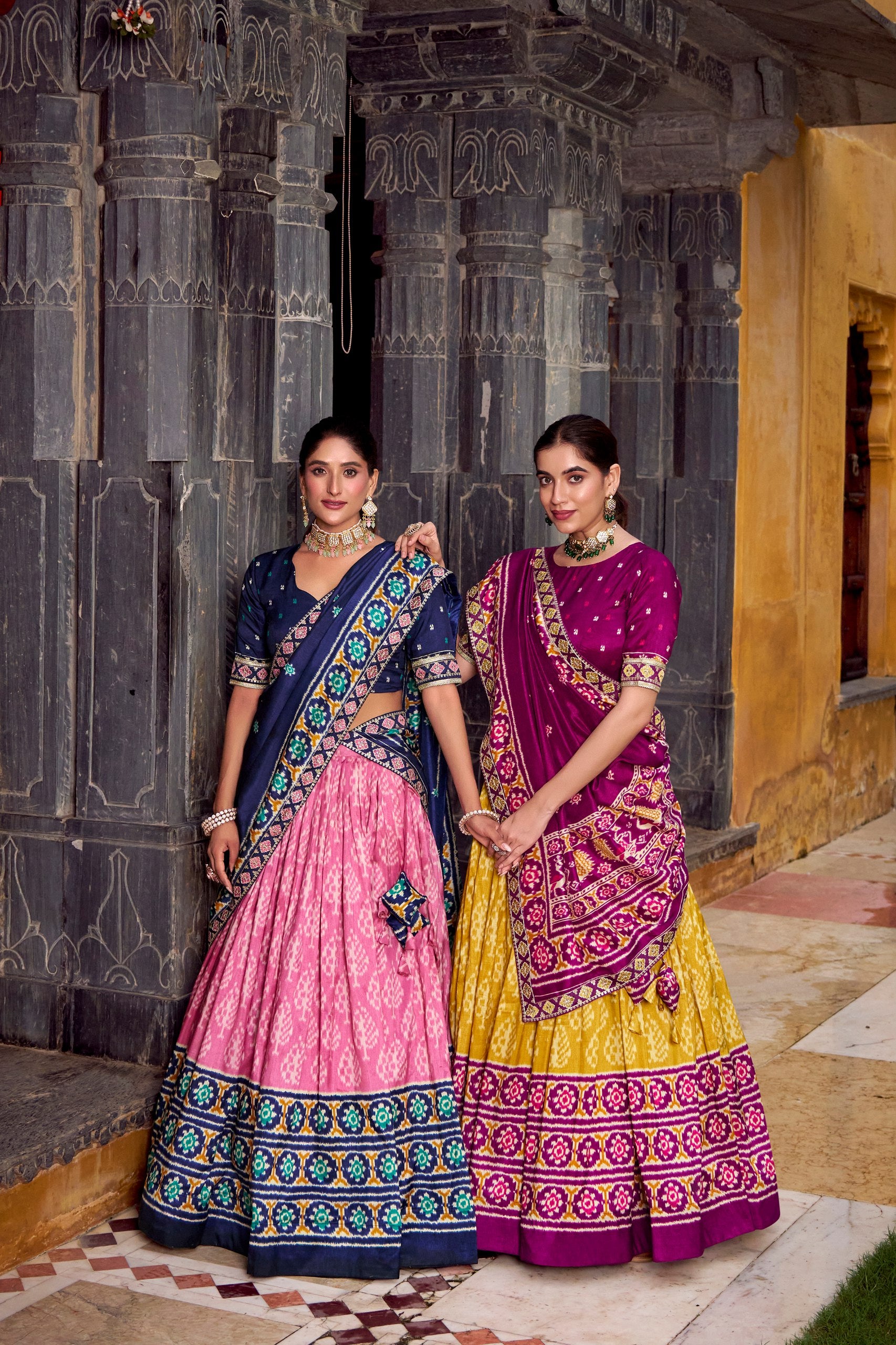 Silk Ikkat Printed Lehenga Choli With Dupatta