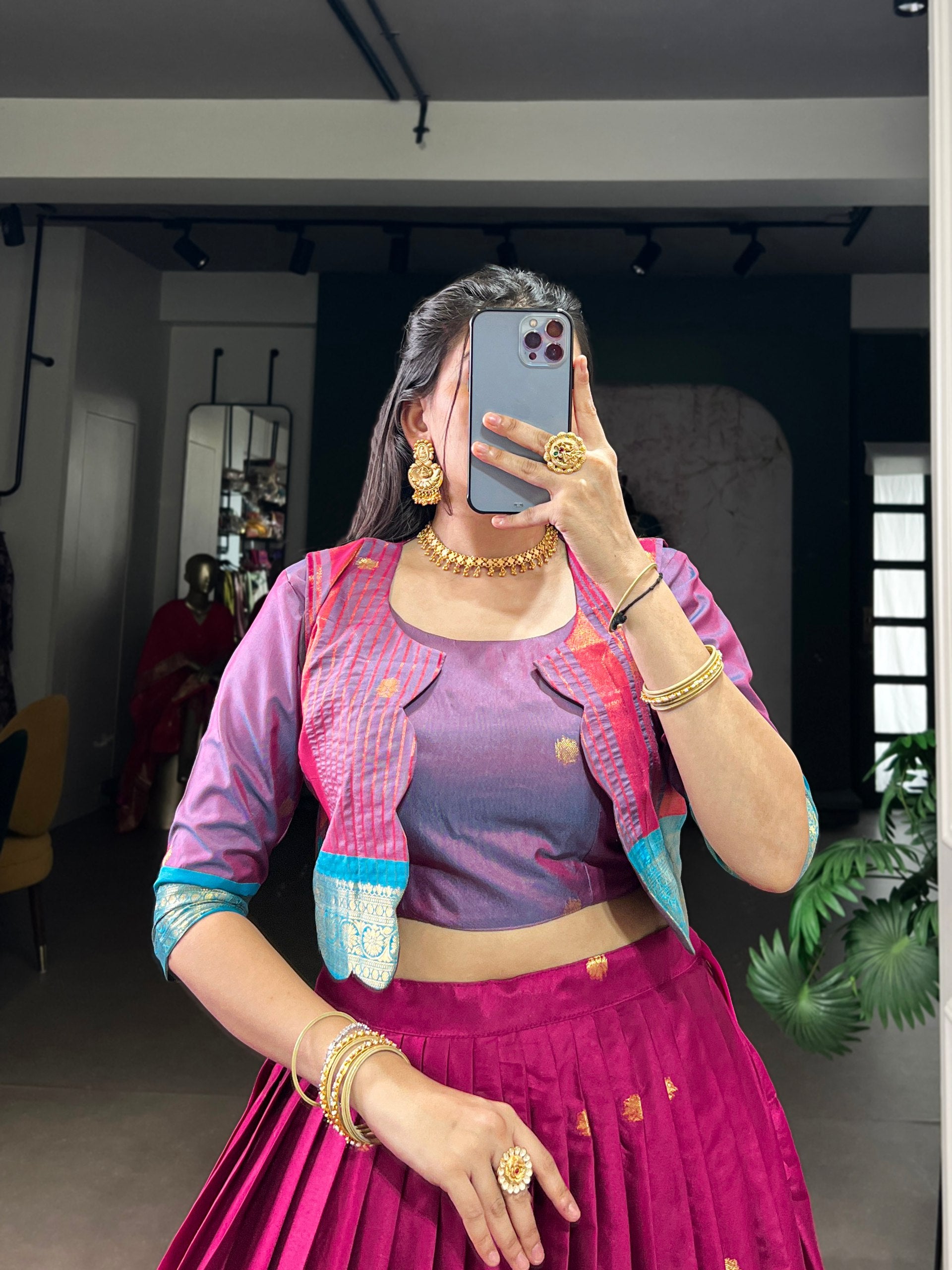 Cotton Zari Weaving Wedding Lehenga Choli With Koti