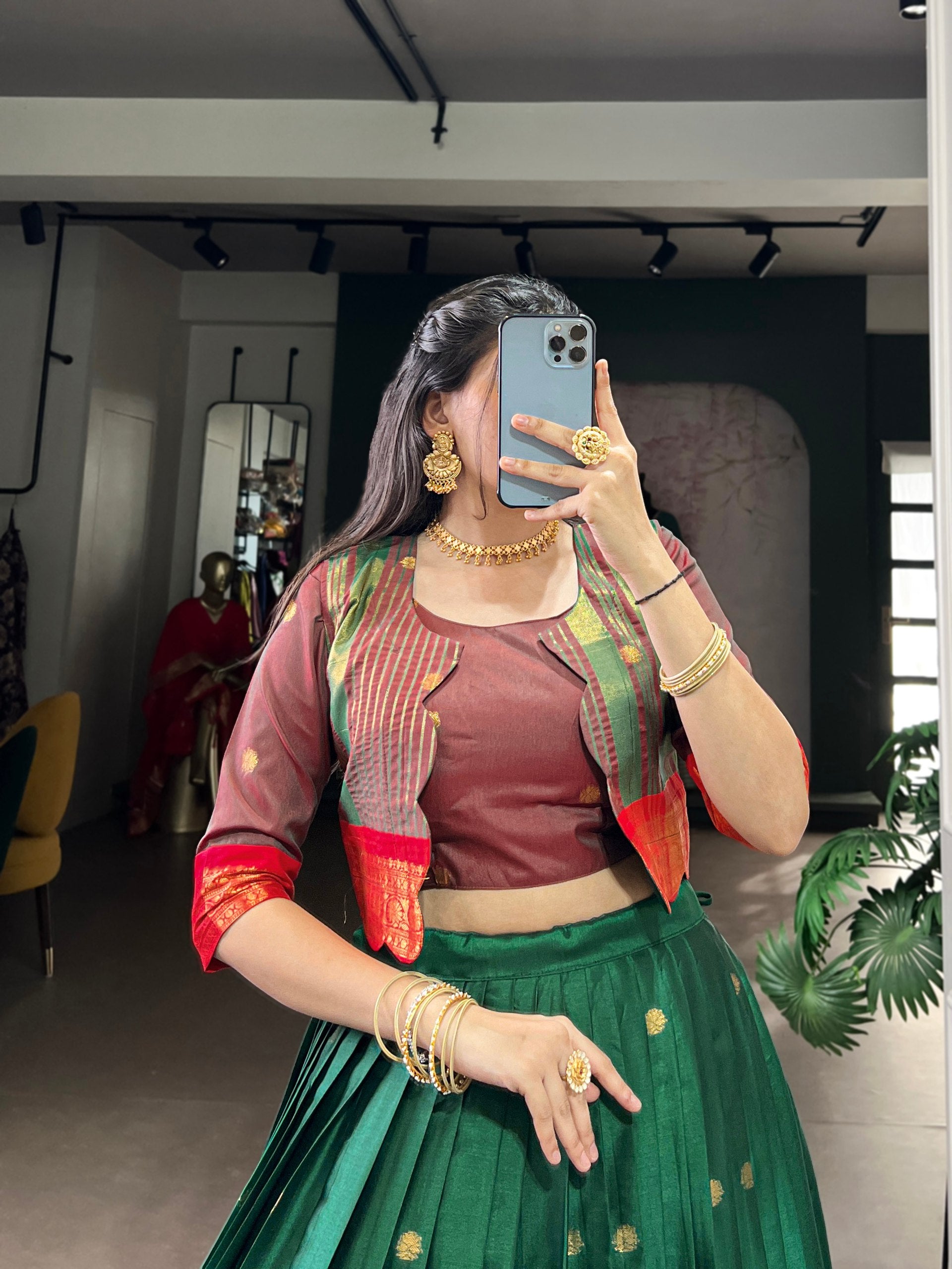 Cotton Zari Weaving Wedding Lehenga Choli With Koti