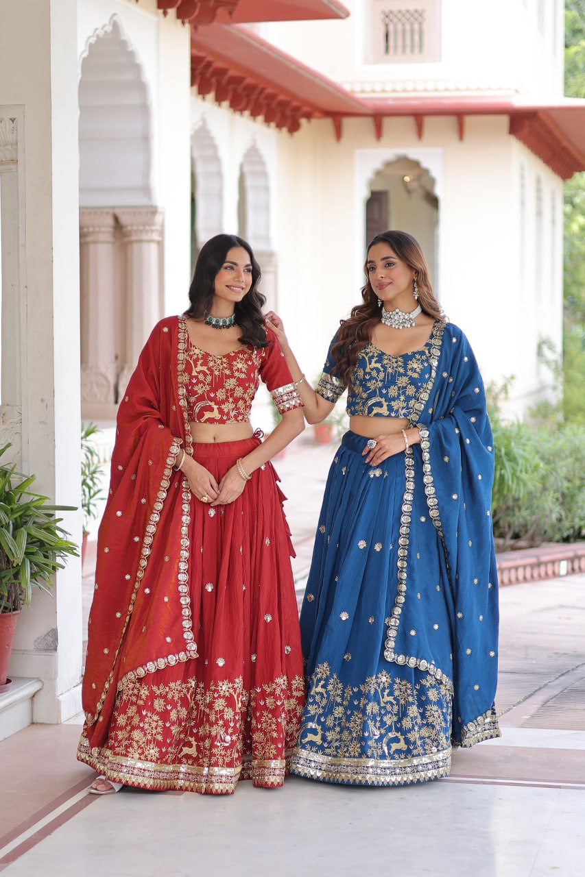 Silk Thread Embroidered Wedding Lehenga Choli