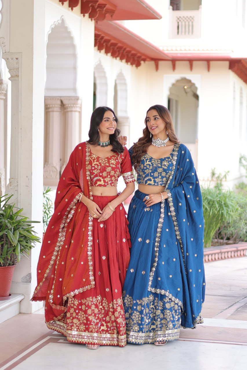 Silk Thread Embroidered Wedding Lehenga Choli