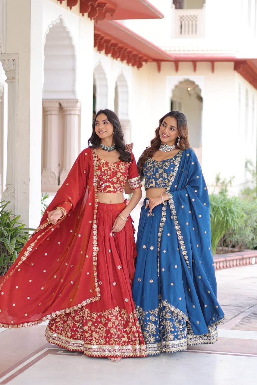 Silk Thread Embroidered Wedding Lehenga Choli