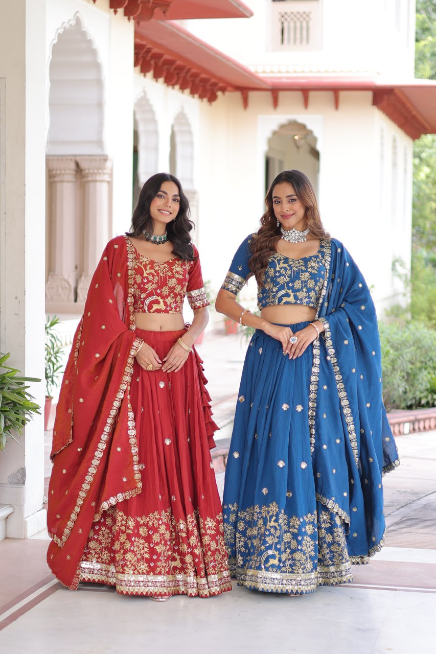Silk Thread Embroidered Wedding Lehenga Choli