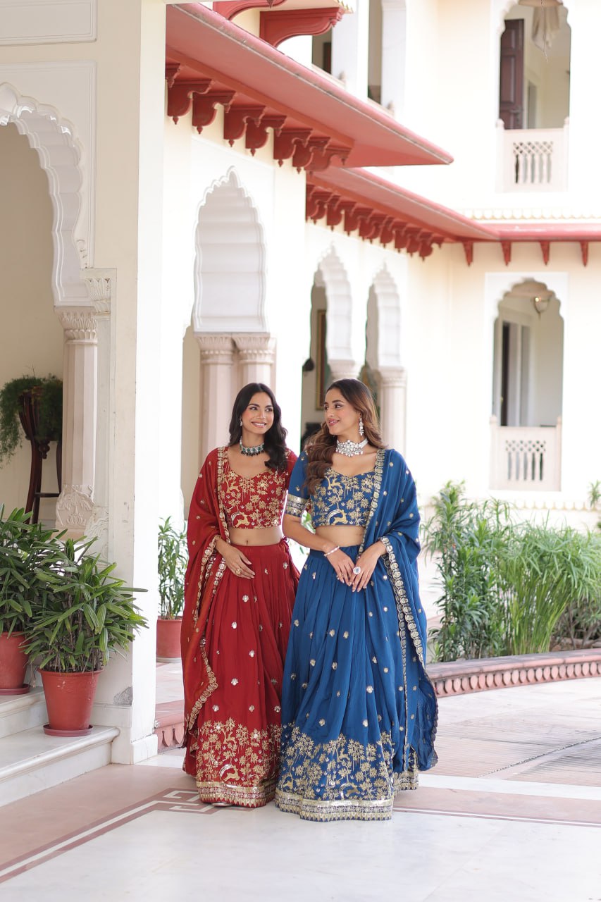 Silk Thread Embroidered Wedding Lehenga Choli