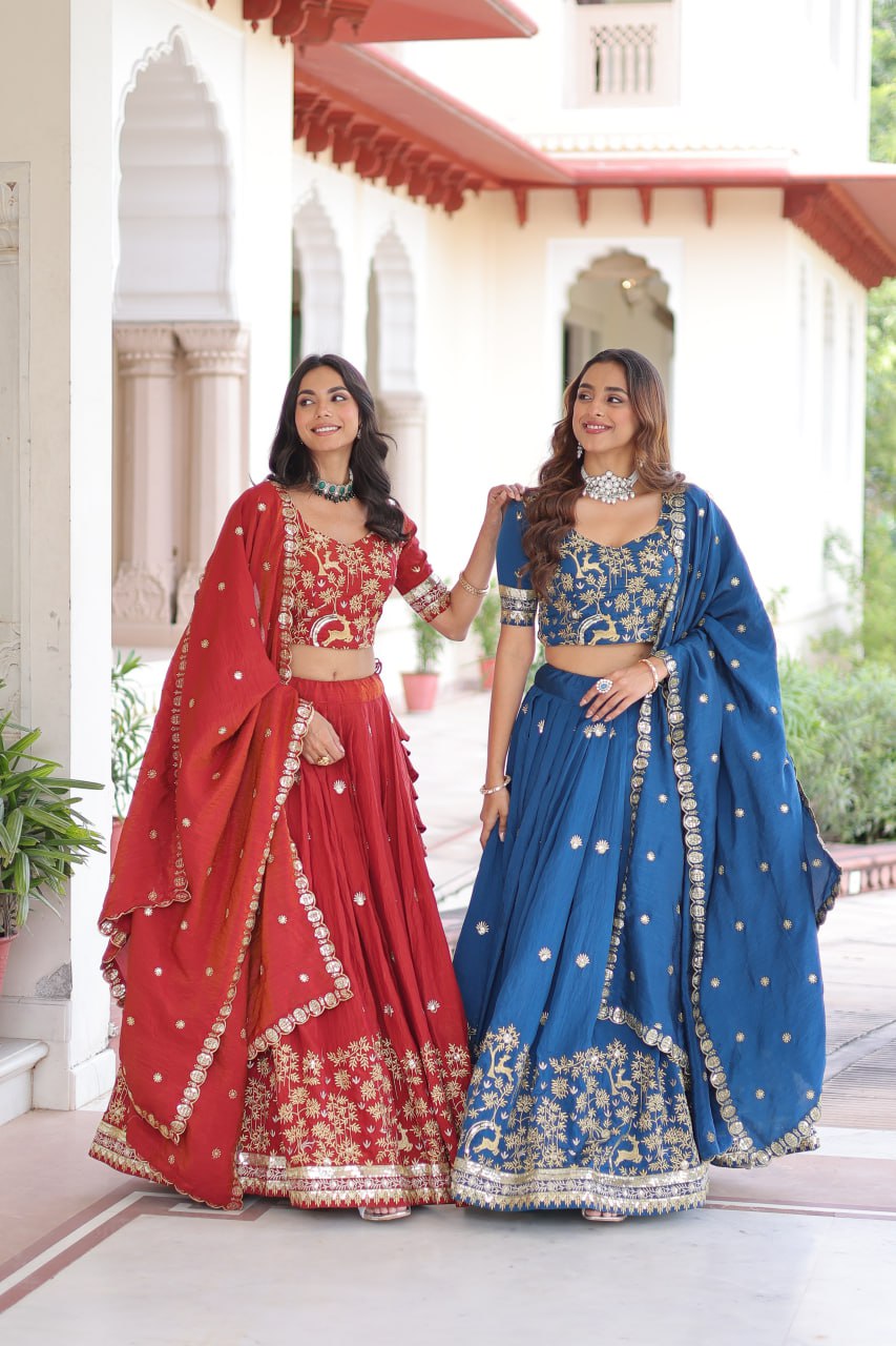 Silk Thread Embroidered Wedding Lehenga Choli