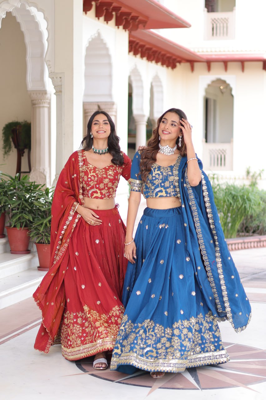 Silk Thread Embroidered Wedding Lehenga Choli