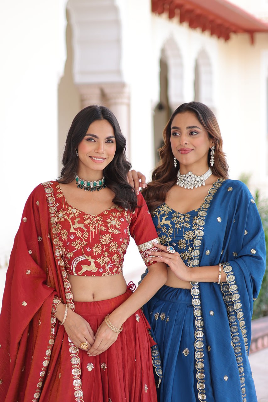 Silk Thread Embroidered Wedding Lehenga Choli