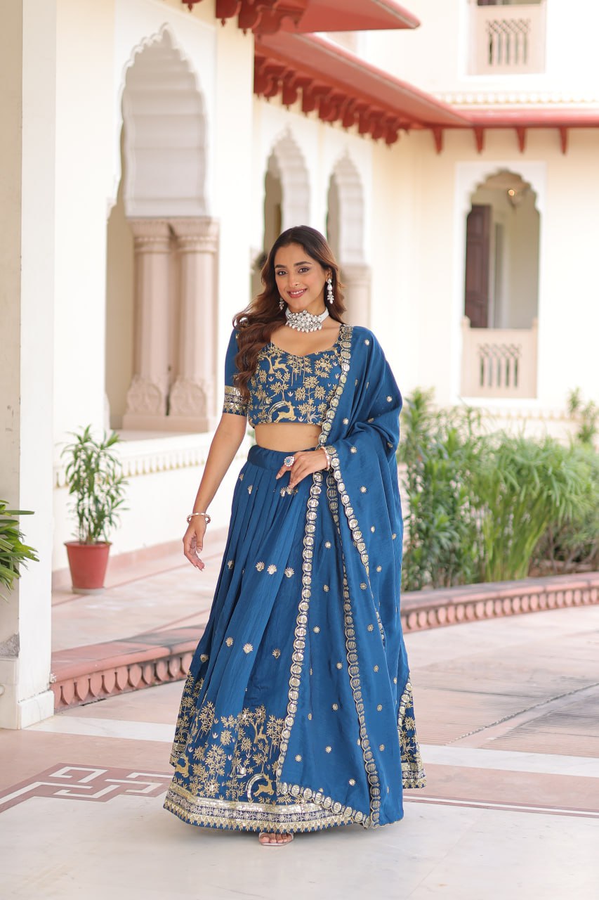 Silk Thread Embroidered Wedding Lehenga Choli