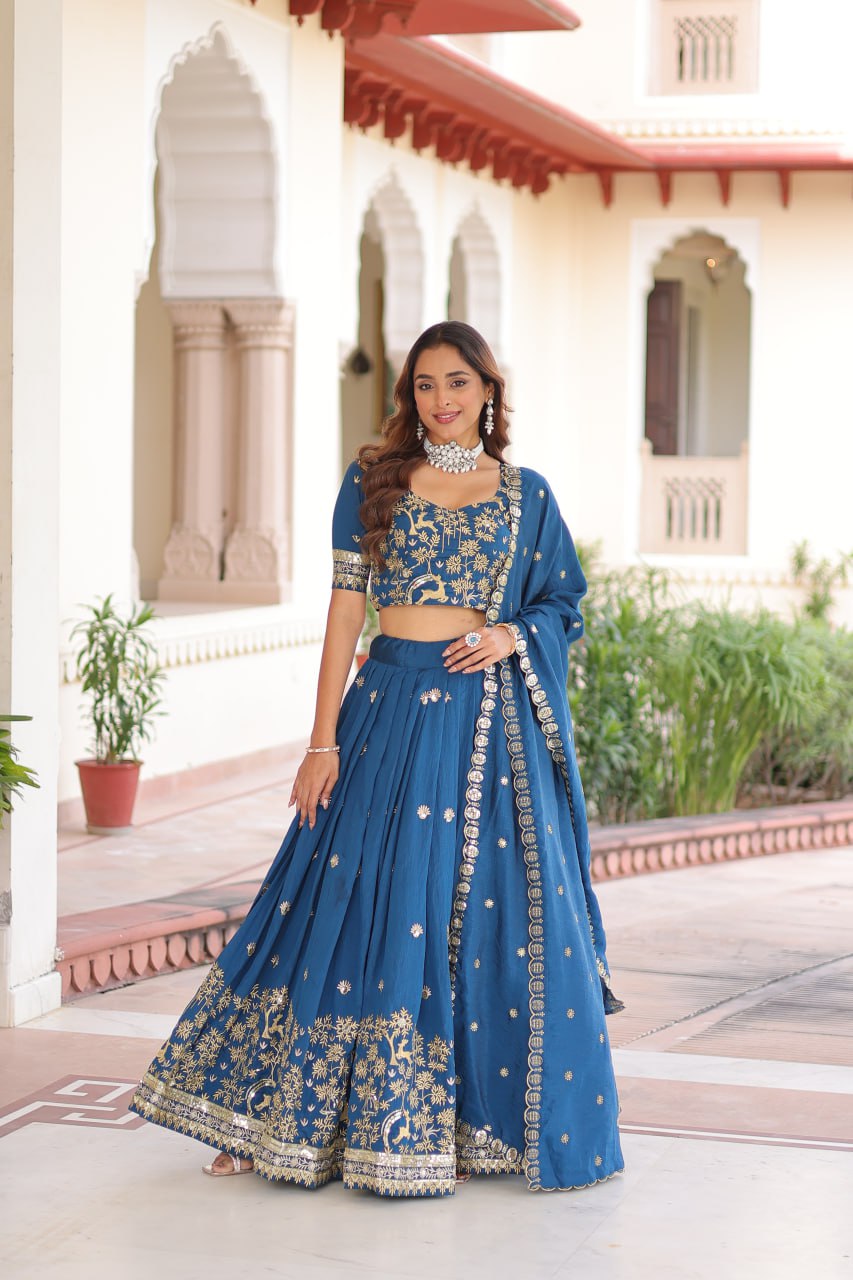 Silk Thread Embroidered Wedding Lehenga Choli