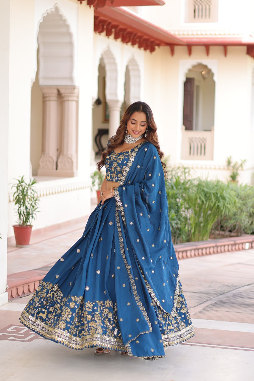 Silk Thread Embroidered Wedding Lehenga Choli