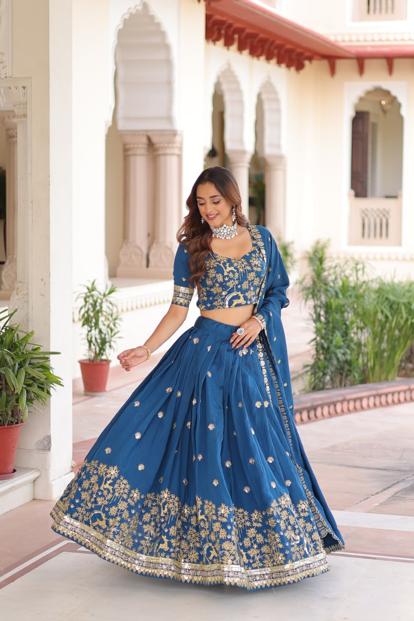 Silk Thread Embroidered Wedding Lehenga Choli