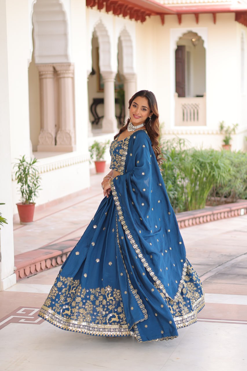 Silk Thread Embroidered Wedding Lehenga Choli