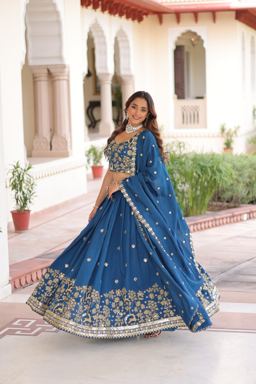 Silk Thread Embroidered Wedding Lehenga Choli