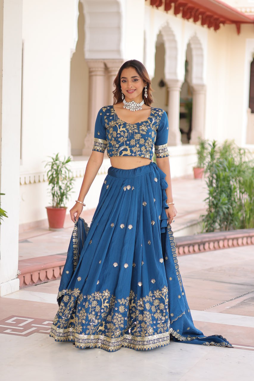 Silk Thread Embroidered Wedding Lehenga Choli