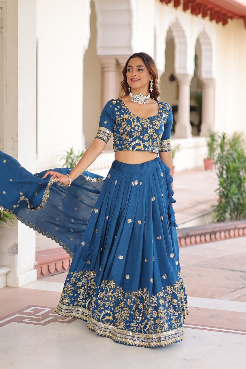 Silk Thread Embroidered Wedding Lehenga Choli