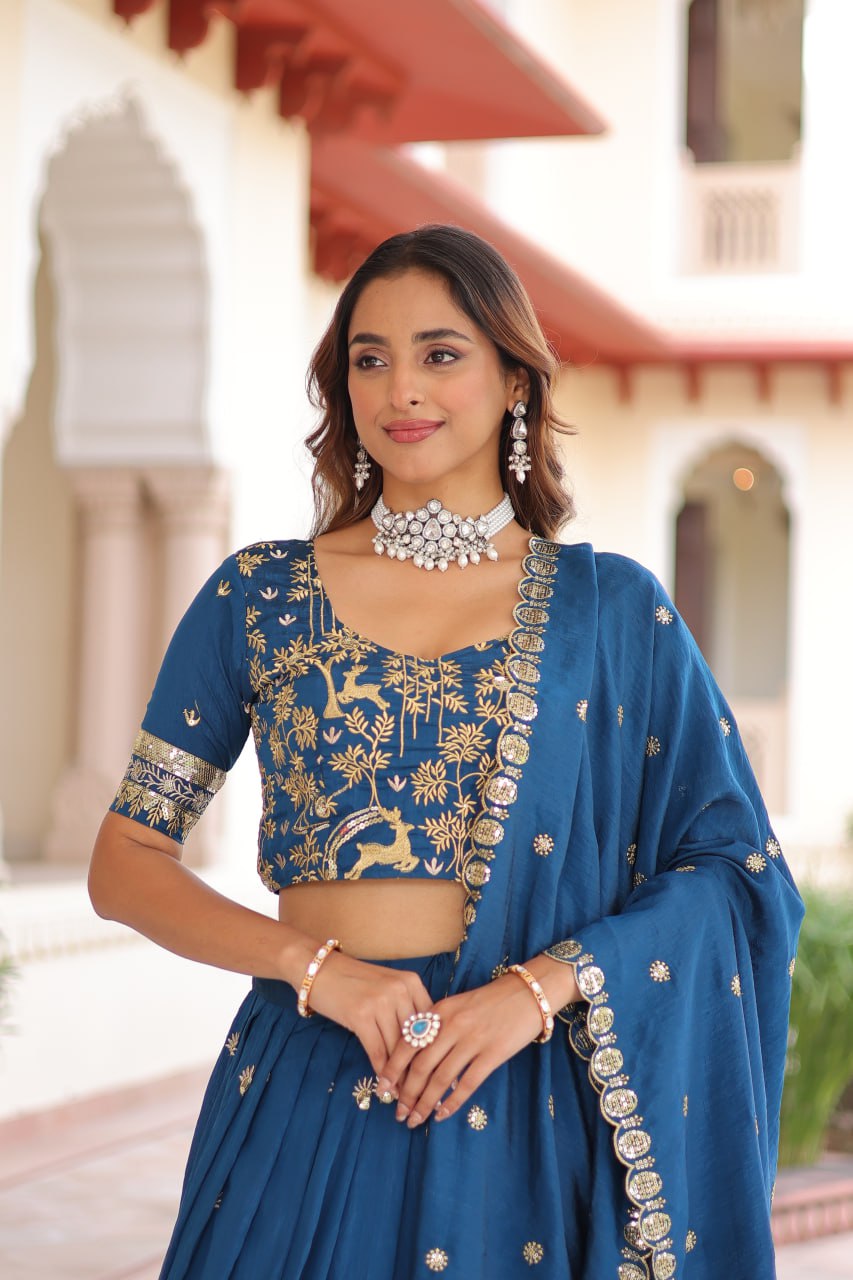 Silk Thread Embroidered Wedding Lehenga Choli