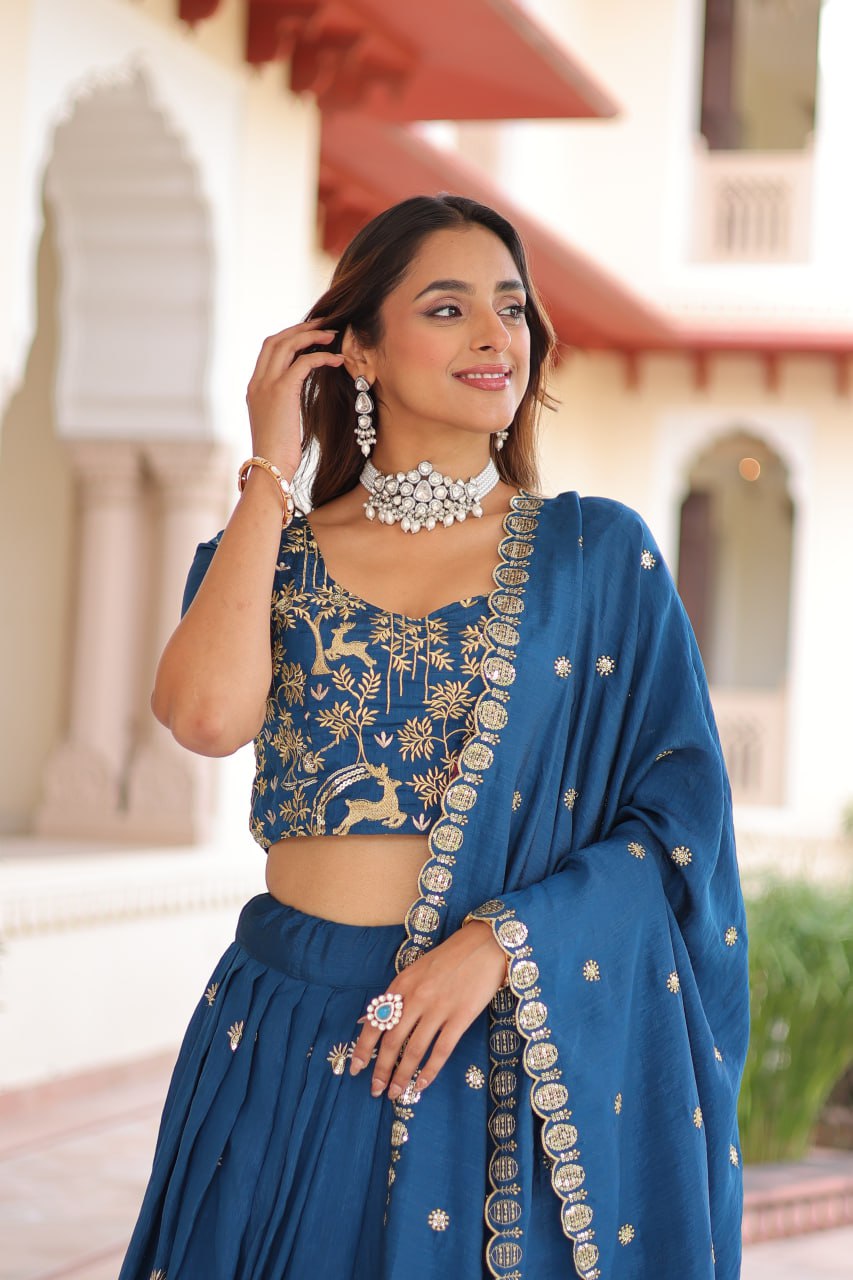 Silk Thread Embroidered Wedding Lehenga Choli