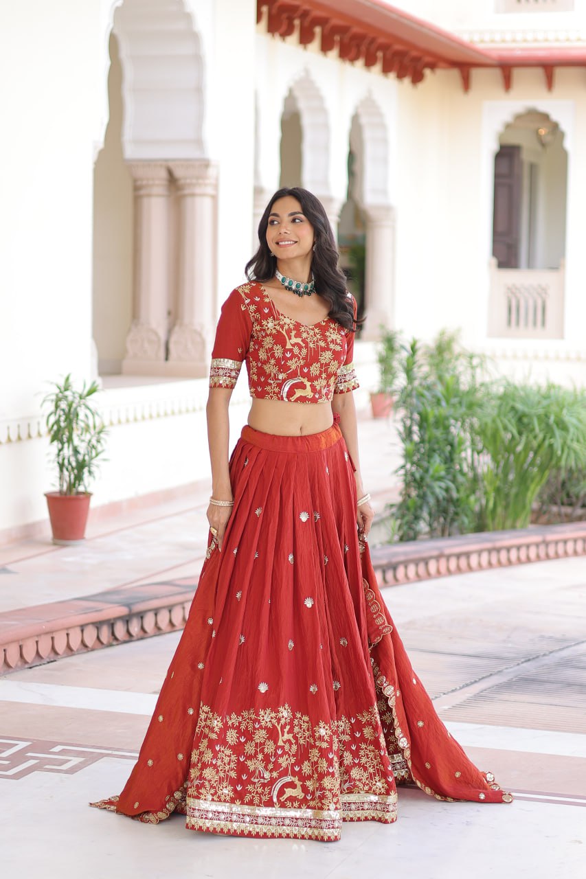 Silk Thread Embroidered Wedding Lehenga Choli