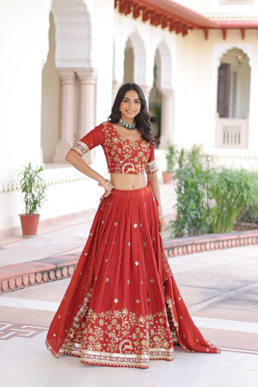Silk Thread Embroidered Wedding Lehenga Choli