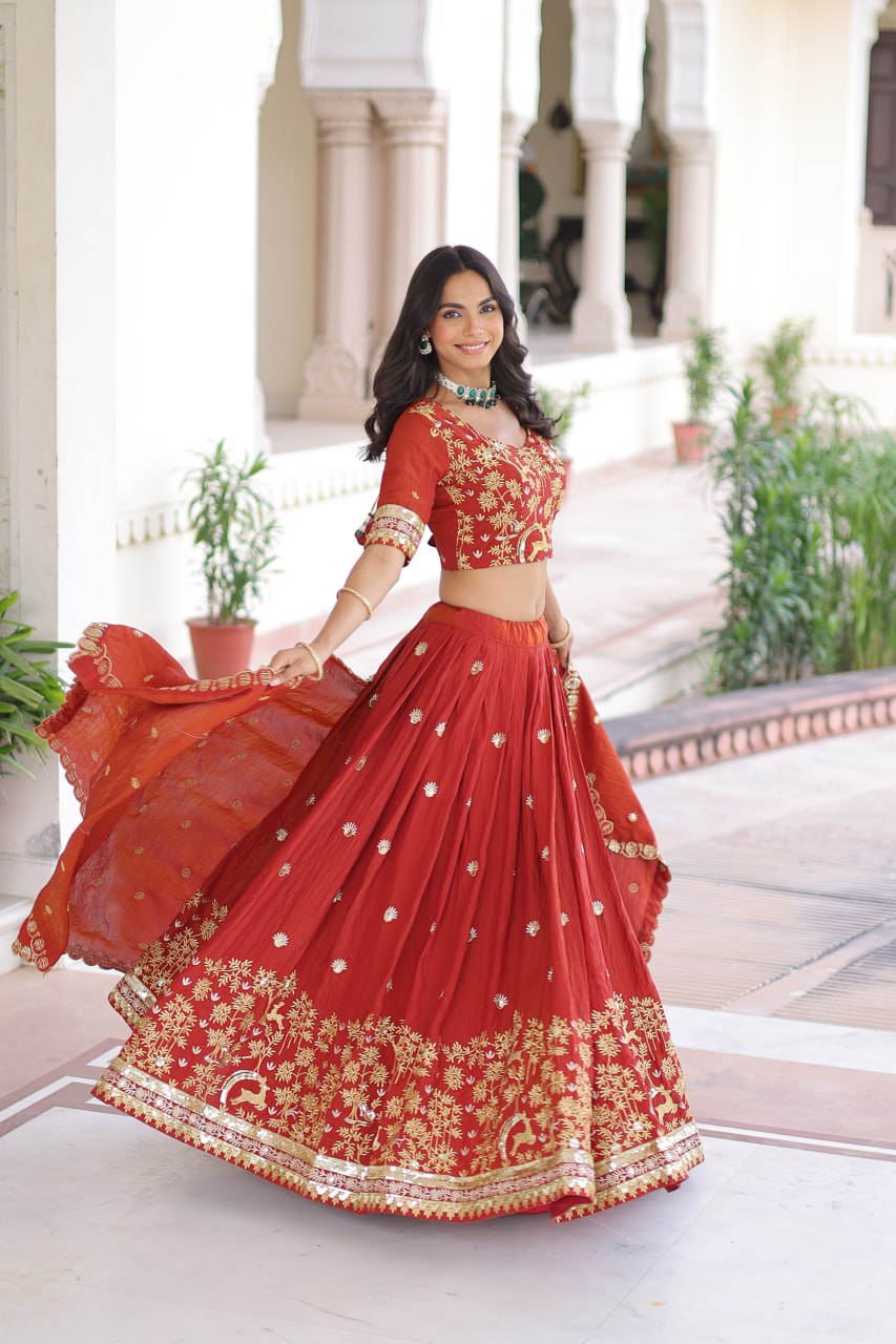 Silk Thread Embroidered Wedding Lehenga Choli