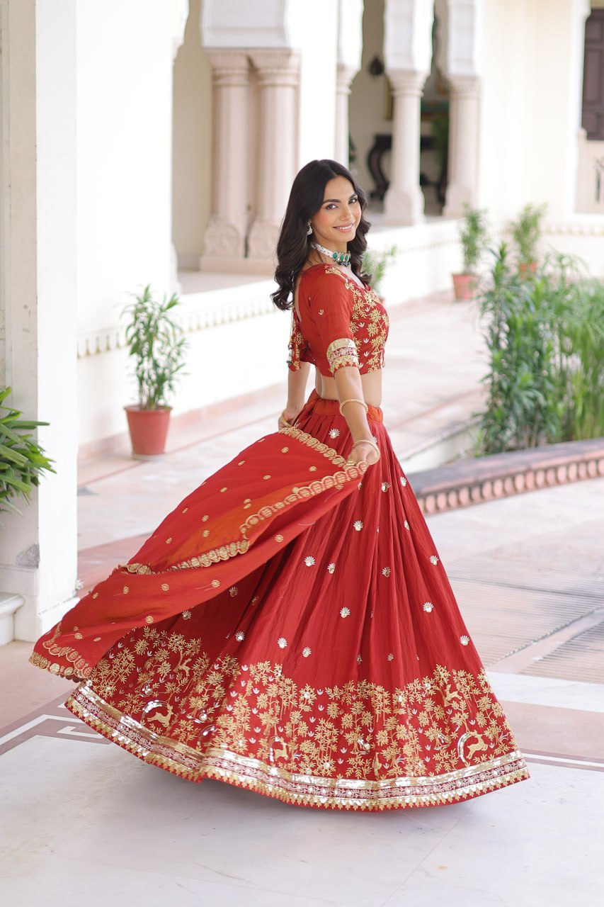 Silk Thread Embroidered Wedding Lehenga Choli