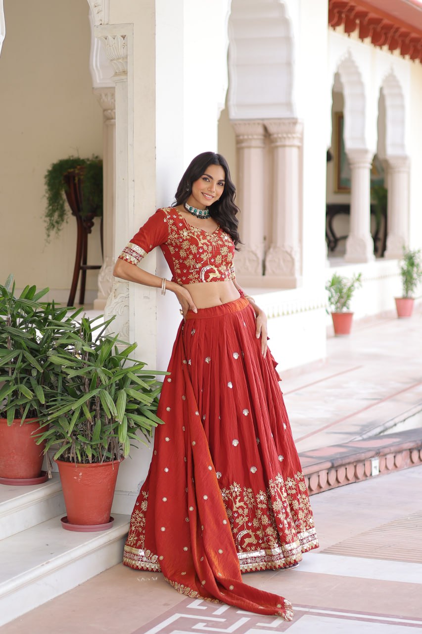 Silk Thread Embroidered Wedding Lehenga Choli