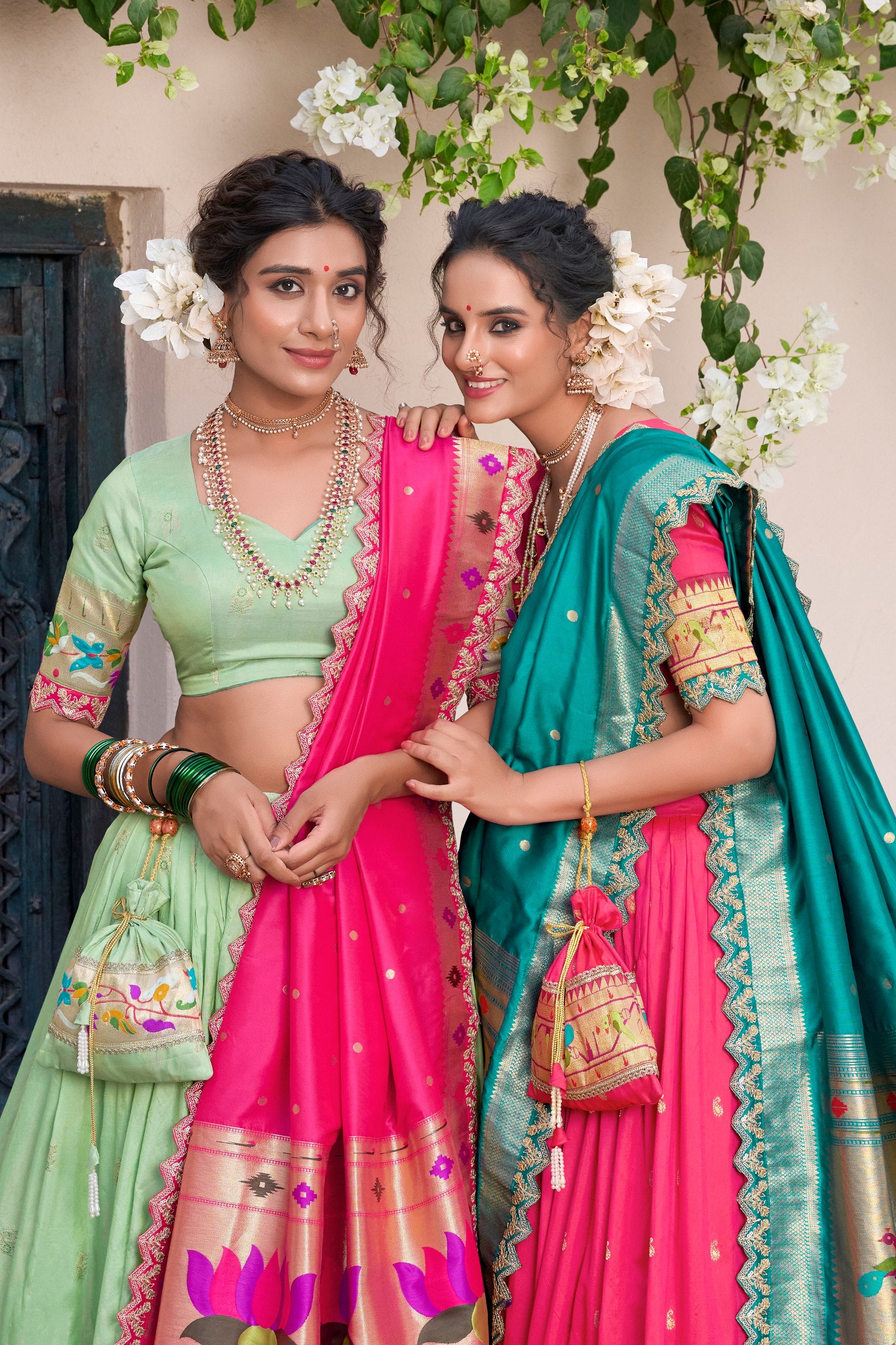 Traditional Paithani Jacquard Sik Lehenga Set For Wedding