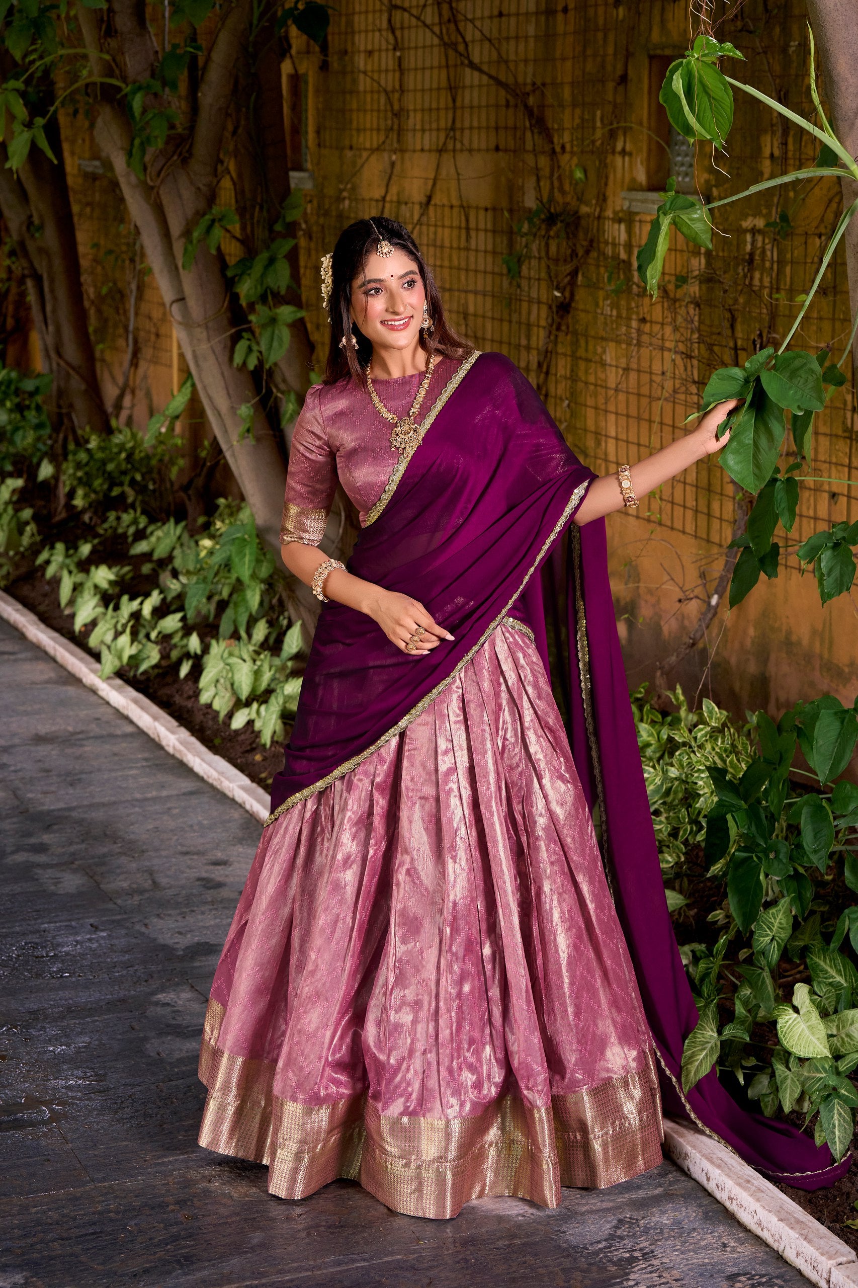 Silk Zari Weaving Festive Half Saree Lehenga Choli