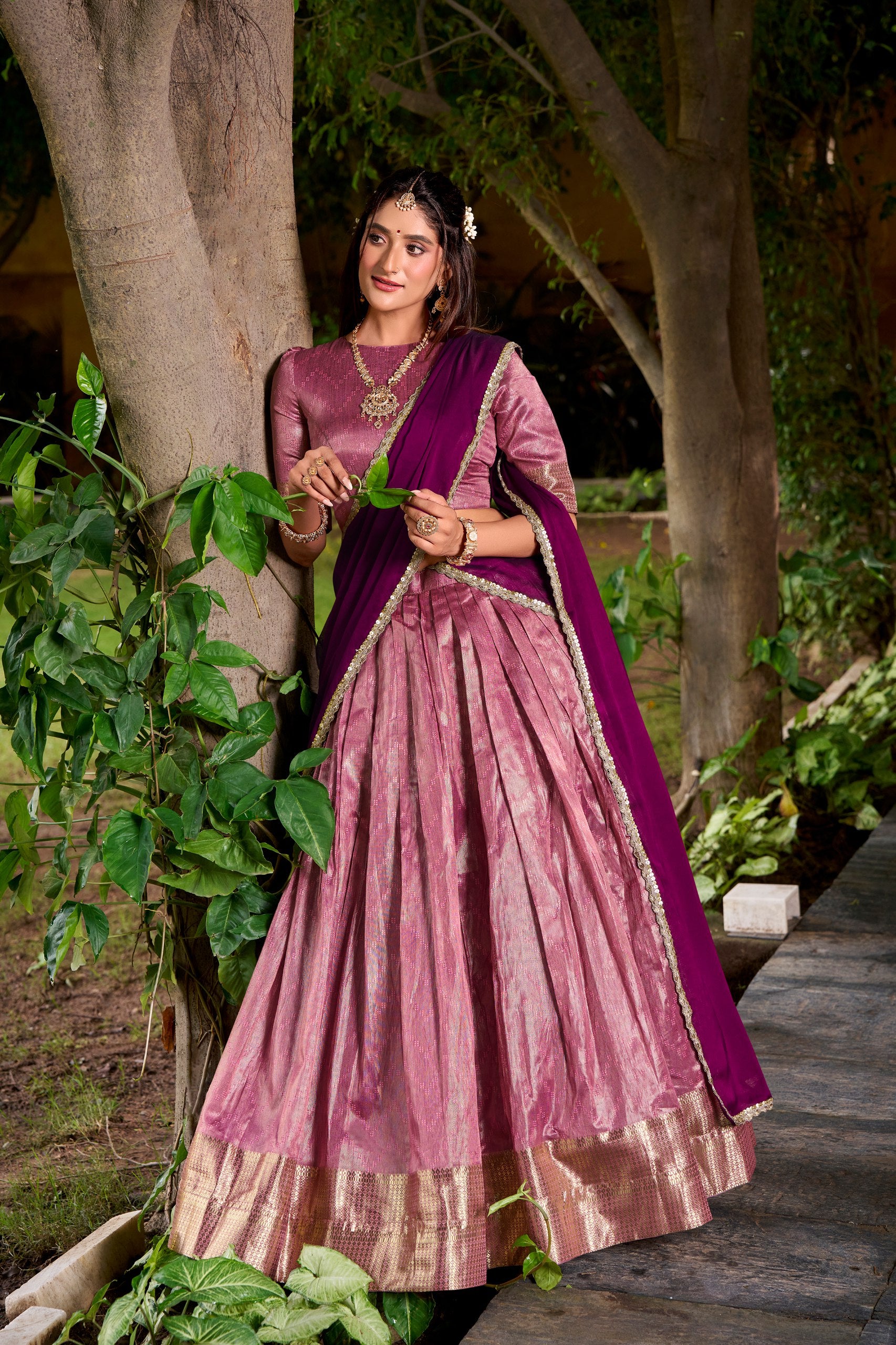 Silk Zari Weaving Festive Half Saree Lehenga Choli