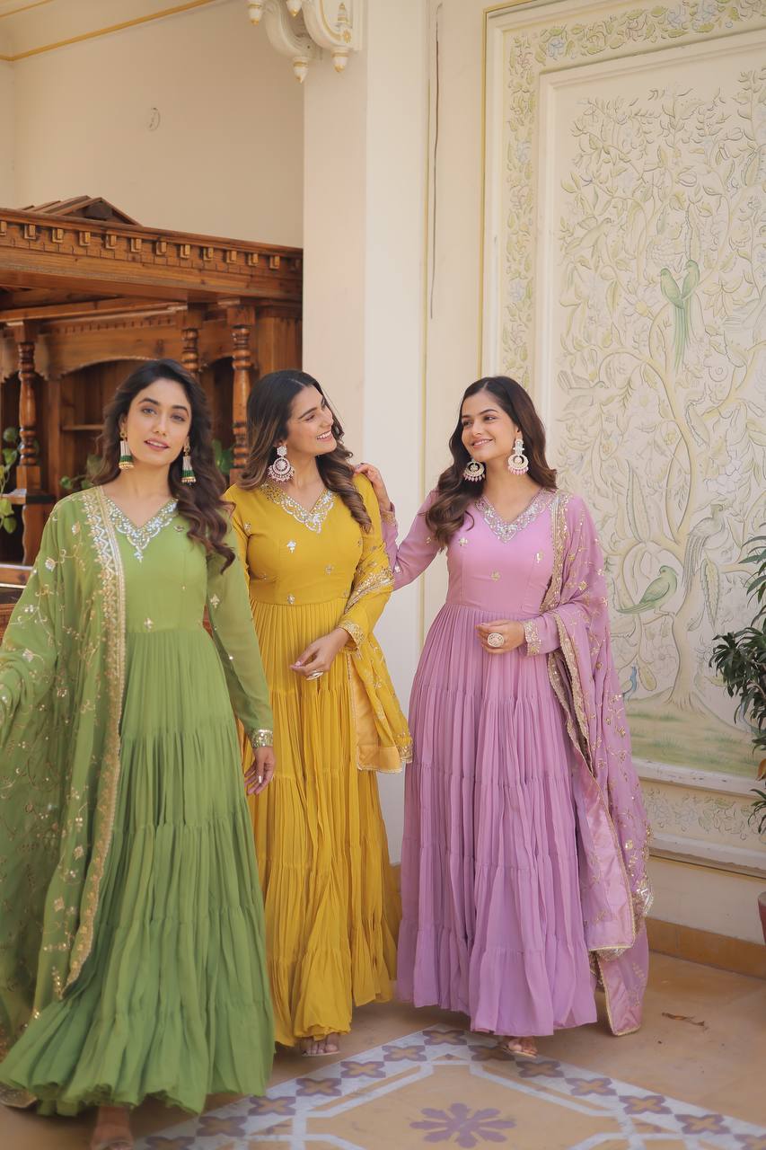 Georgette Embroidered Festival Gown for Women | Party Wear