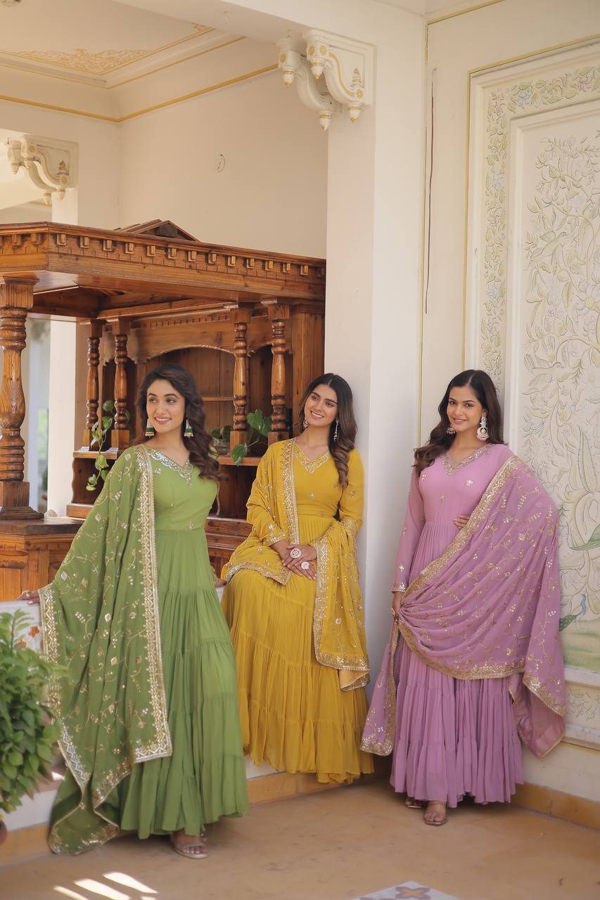 Georgette Embroidered Festival Gown for Women | Party Wear