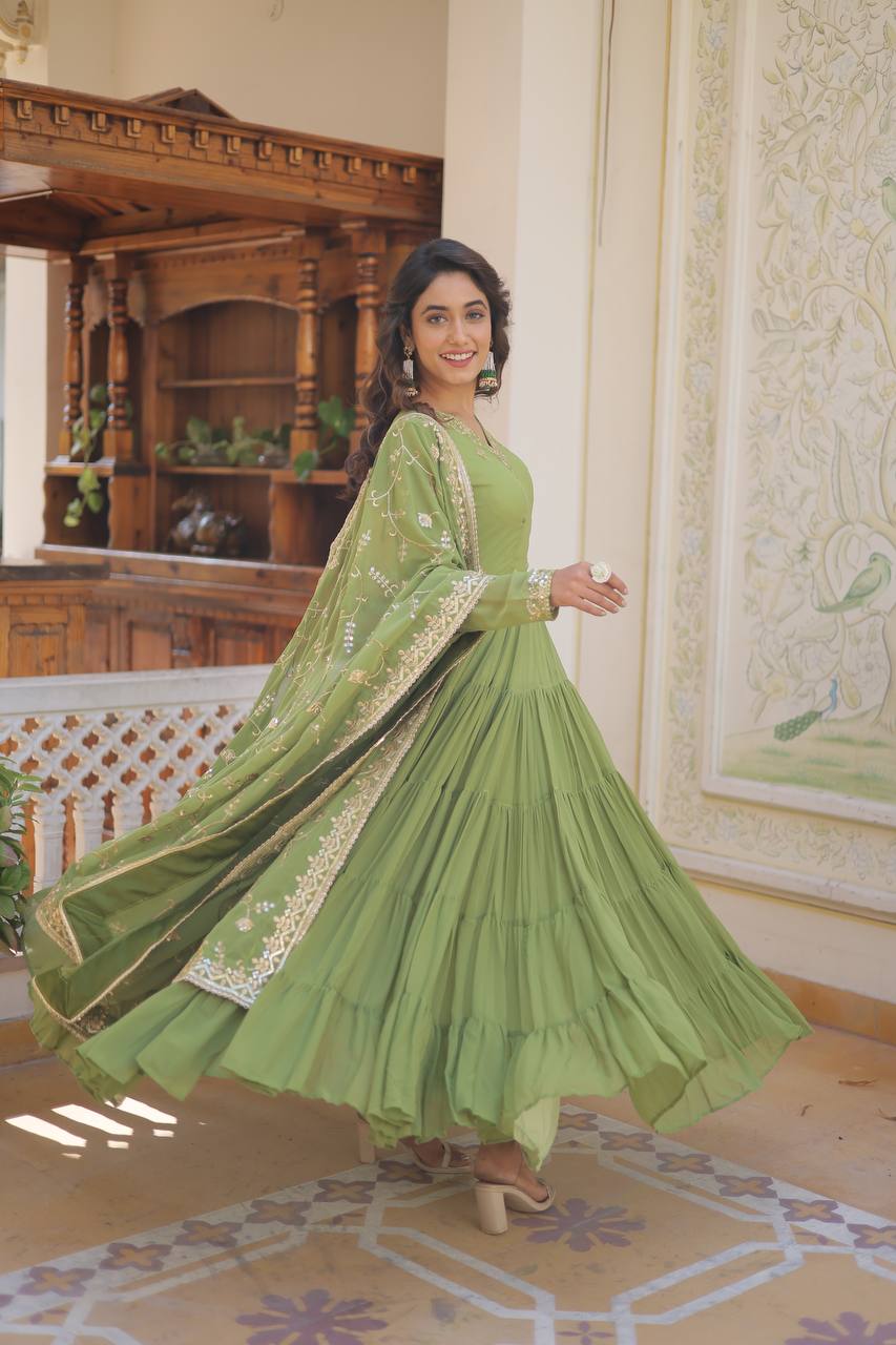 Georgette Embroidered Festival Gown for Women | Party Wear
