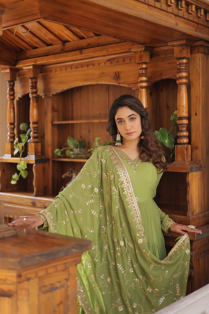 Georgette Embroidered Festival Gown for Women | Party Wear