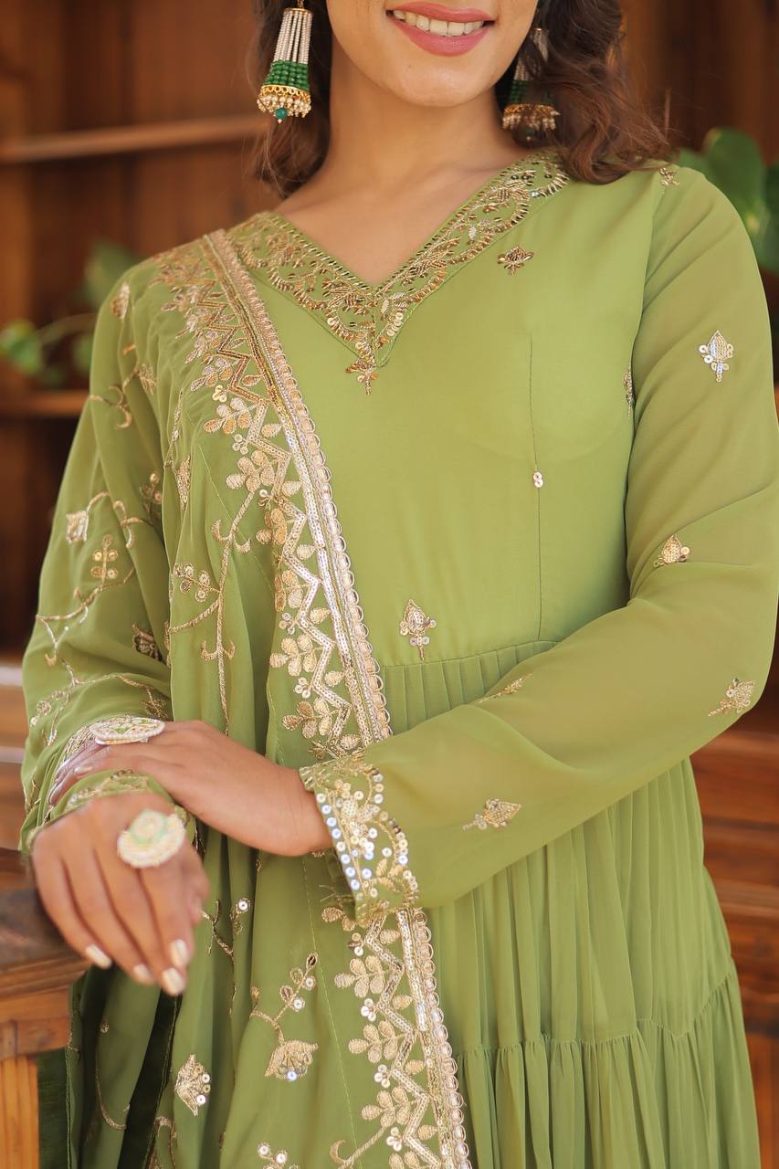 Georgette Embroidered Festival Gown for Women | Party Wear