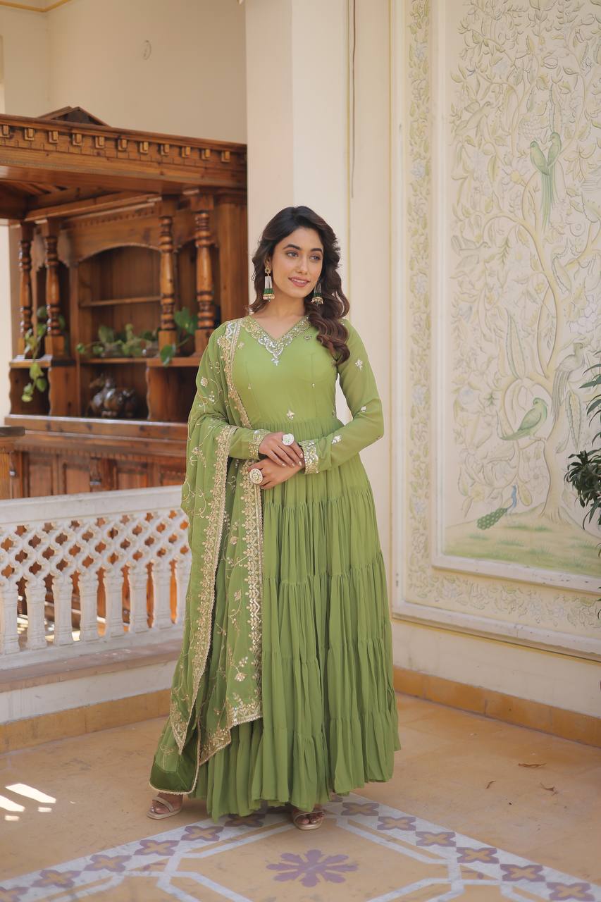 Georgette Embroidered Festival Gown for Women | Party Wear