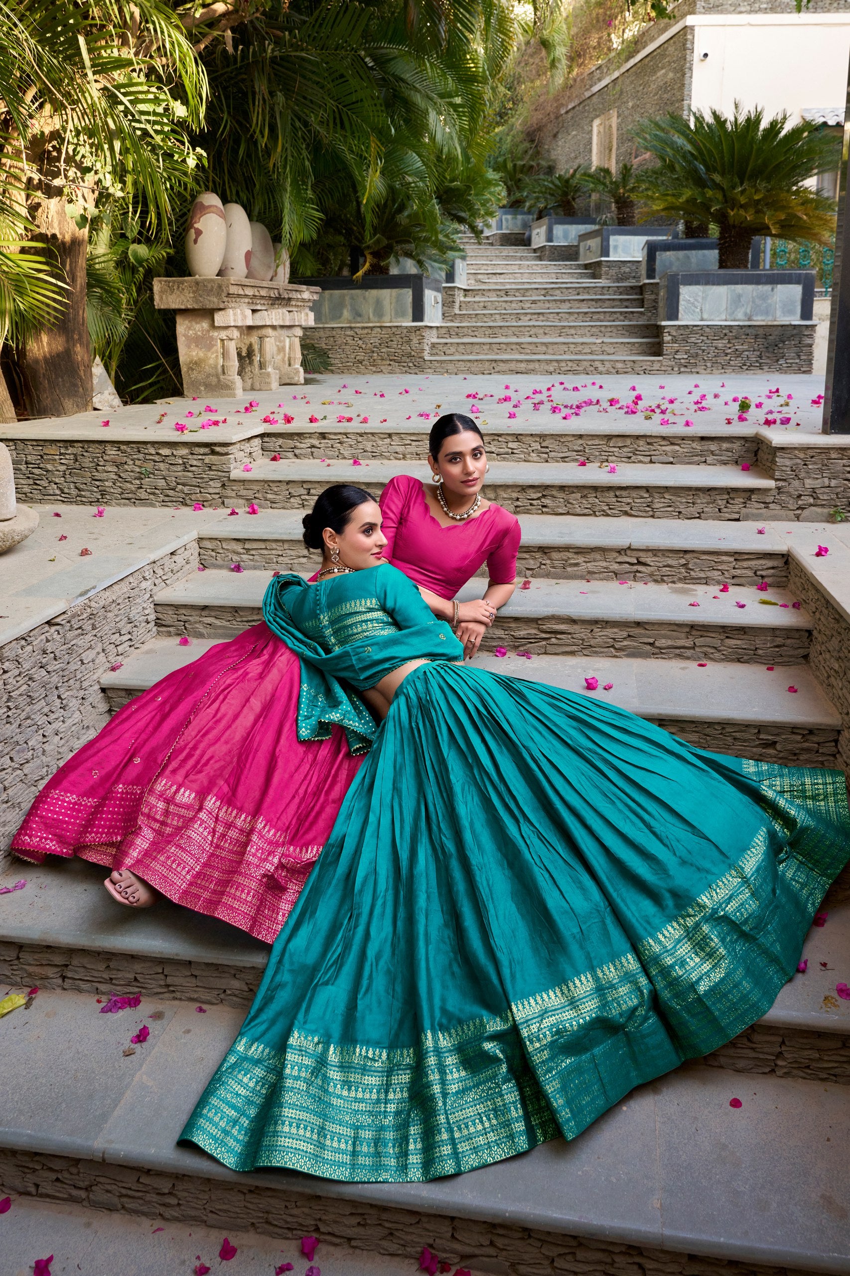 Chanderi Silk Zari Weaving Lehenga With Blouse