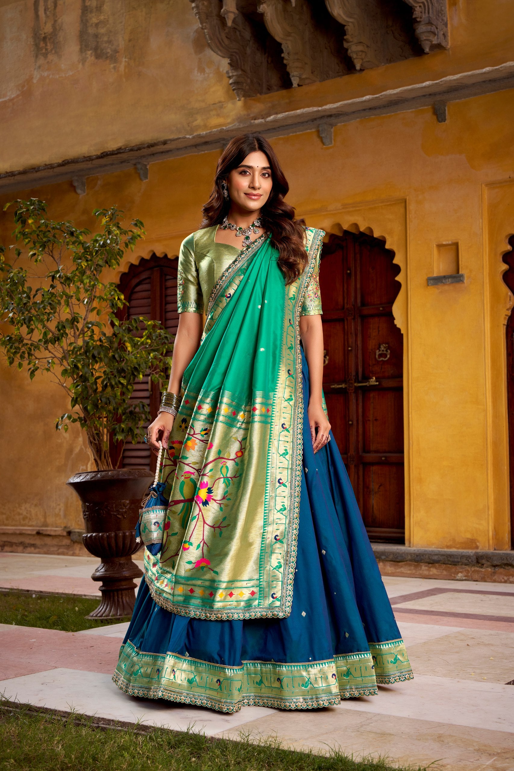 Silk Zari Weaving Wedding Lehenga Choli for Women